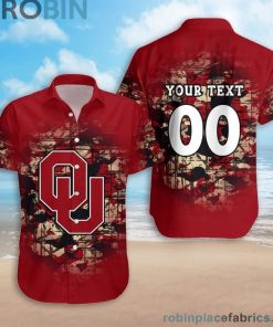 Custom Name & Number Oklahoma Sooners Camouflage Vintage Casual Button Down Shirts