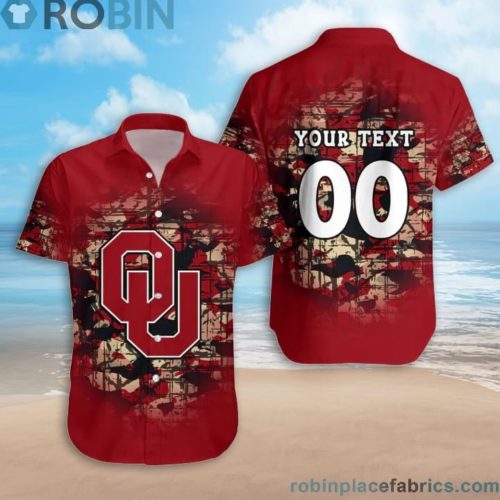 Custom Name & Number Oklahoma Sooners Camouflage Vintage Casual Button 