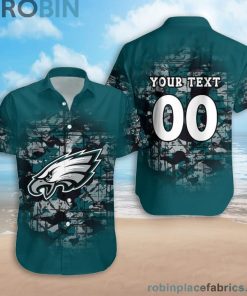 Custom Name & Number Philadelphia Eagles Camouflage Vintage Casual Button Down Shirts