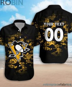 Custom Name & Number Pittsburgh Penguins Camouflage Vintage Casual Button Down Shirts
