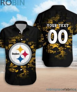 Custom Name & Number Pittsburgh Steelers Camouflage Vintage Casual Button Down Shirts