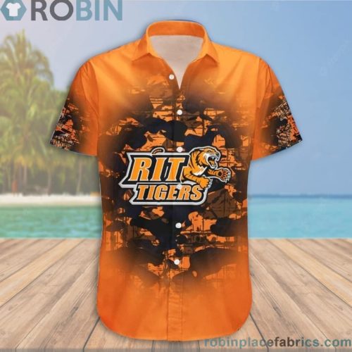 Custom Name & Number RIT Tigers Camouflage Vintage Casual Button Down