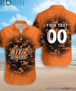 Custom Name & Number RIT Tigers Camouflage Vintage Casual Button Down Shirts