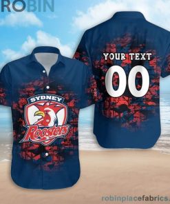Custom Name & Number Sydney Roosters Camouflage Vintage Casual Button Down Shirts