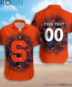 Custom Name & Number Syracuse Orange Camouflage Vintage Casual Button Down Shirts