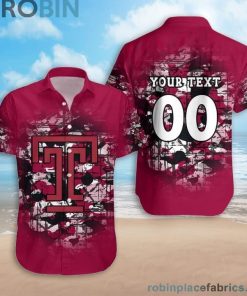 Custom Name & Number Temple Owls Camouflage Vintage Casual Button Down Shirts