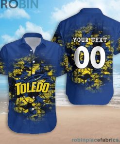 Custom Name & Number Toledo Rockets Camouflage Vintage Casual Button Down Shirts