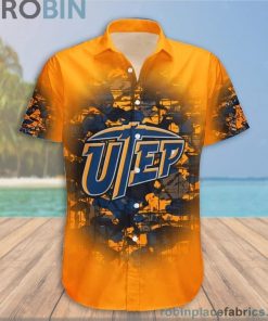 Custom Name & Number UTEP Miners Camouflage Vintage Casual Button Down Shirts