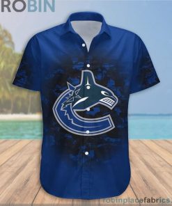 Custom Name & Number Vancouver Canucks Camouflage Vintage Casual Button Down Shirts