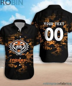 Custom Name & Number Wests Tigers Camouflage Vintage Casual Button Down Shirts