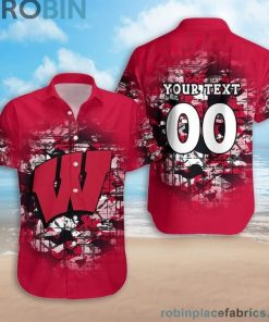 Custom Name & Number Wisconsin Badgers Camouflage Vintage Casual Button Down Shirts