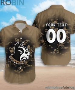 Custom Name & Number Wofford Terriers Camouflage Vintage Casual Button Down Shirts