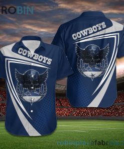 Dallas Cowboys NFL Skull American Football Short Sleeve Button Down Hawaiian Shirt
