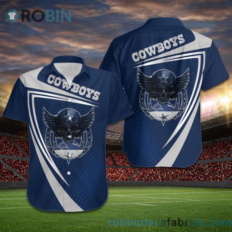 Dallas Cowboys NFL Skull American Football Short Sleeve Button Down Hawaiian Shirt