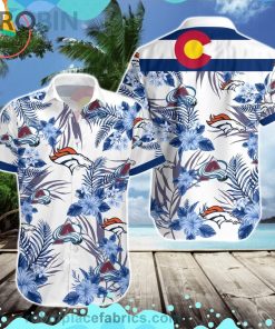 Denver Broncos Colorado Avalanche Short Sleeve Button Down Hawaiian Shirt Denver Broncos Colorado Avalanche Short Sleeve Button Down Hawaiian Shirt