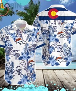 Denver Broncos Colorado Rockies Short Sleeve Button Down Hawaiian Shirt