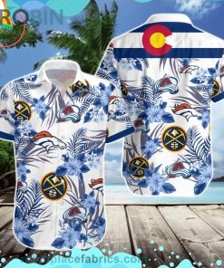 Denver Broncos Denver Nuggets Colorado Avalanche Short Sleeve Button Down Hawaiian Shirt