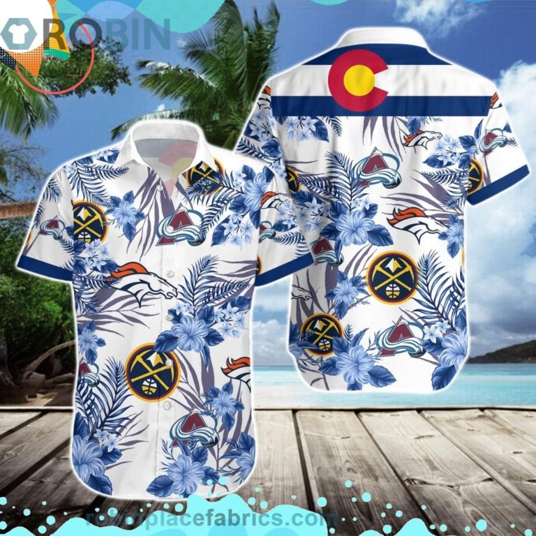 Denver Broncos Denver Nuggets Colorado Avalanche Short Sleeve Button Down Hawaiian Shirt