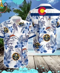 Denver Broncos Denver Nuggets Colorado Rockies Short Sleeve Button Down Hawaiian Shirt