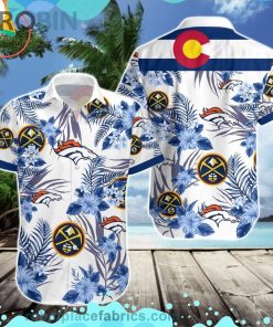 Denver Broncos Denver Nuggets Short Sleeve Button Down Hawaiian Shirt