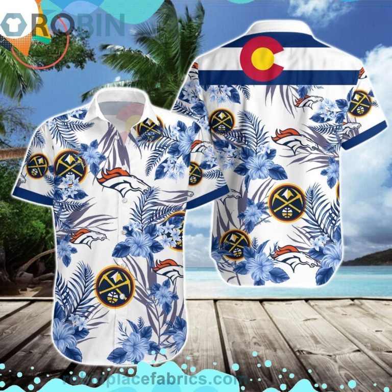 Denver Broncos Denver Nuggets Short Sleeve Button Down Hawaiian Shirt