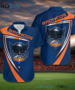 Denver Broncos NFL Skull American Football Short Sleeve Button Down Hawaiian Shirt