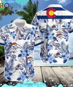 Denver Nuggets Colorado Rockies Colorado Avalanche Short Sleeve Button Down Hawaiian Shirt