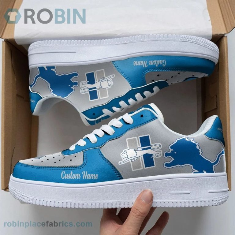 Detroit Lions Mascot Logo NFL Custom Name Air Force 1 AF1 Shoes
