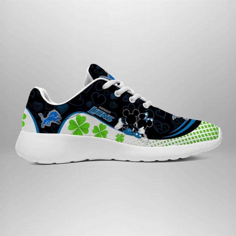 Detroit Lions Running Shoes Mickey Four Leaf Clovers