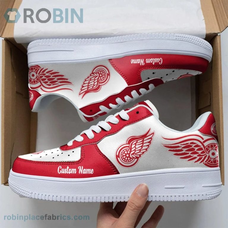 Detroit Red Wings Mascot Logo NHL Custom Name Air Force 1 AF1 Shoes