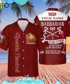 Dnd Chaotic Neutral Barbarian Custom Short Sleeve Button Down Hawaiian Shirt