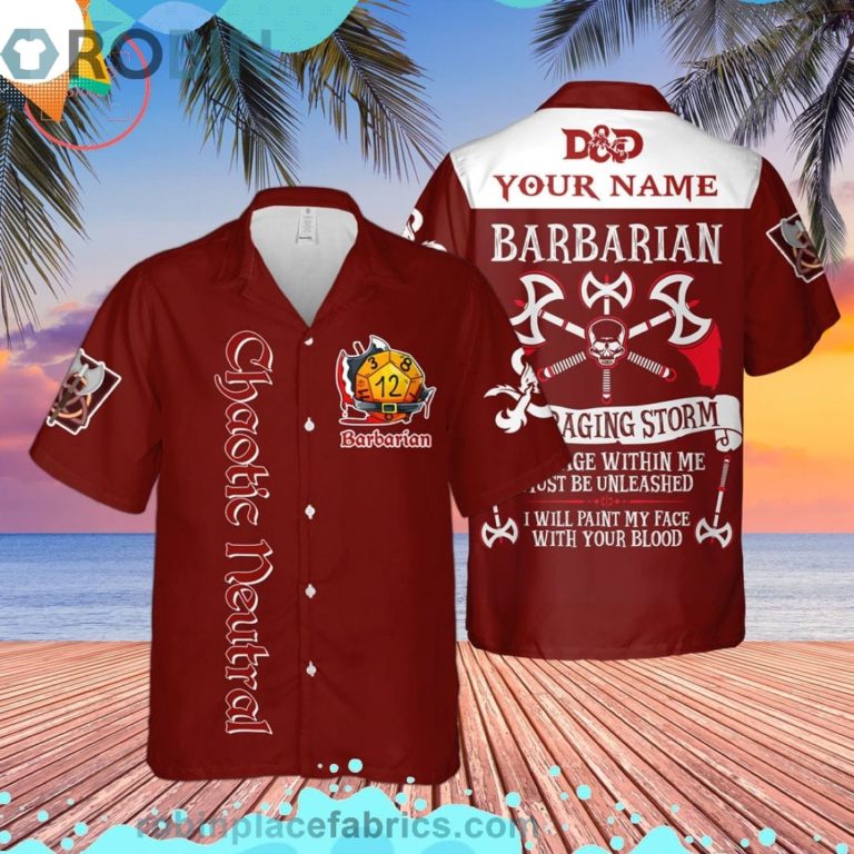 Dnd Chaotic Neutral Barbarian Custom Short Sleeve Button Down Hawaiian Shirt
