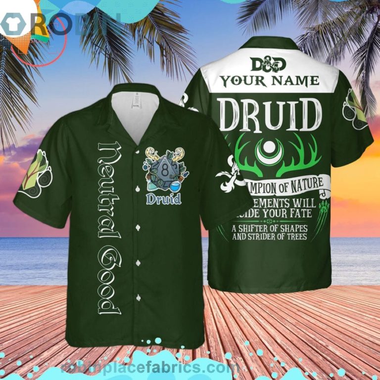 Dnd Neutral Good Druid Custom Short Sleeve Button Down Hawaiian Shirt
