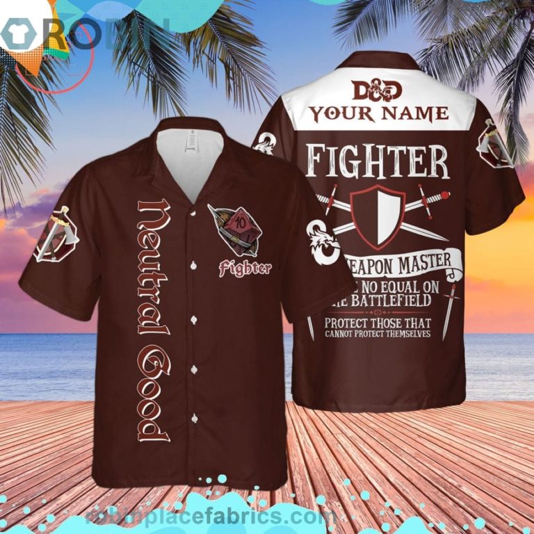 Dnd Neutral Good Fighter Custom Short Sleeve Button Down Hawaiian Shirt