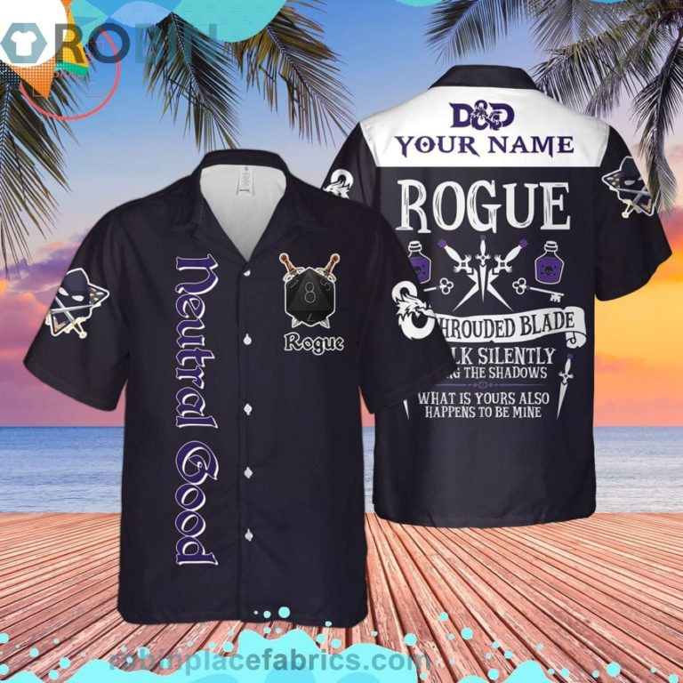 Dnd Neutral Good Rogue Custom Short Sleeve Button Down Hawaiian Shirt