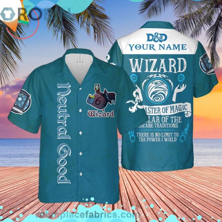 Dnd Neutral Good Wizard Custom Short Sleeve Button Down Hawaiian Shirt
