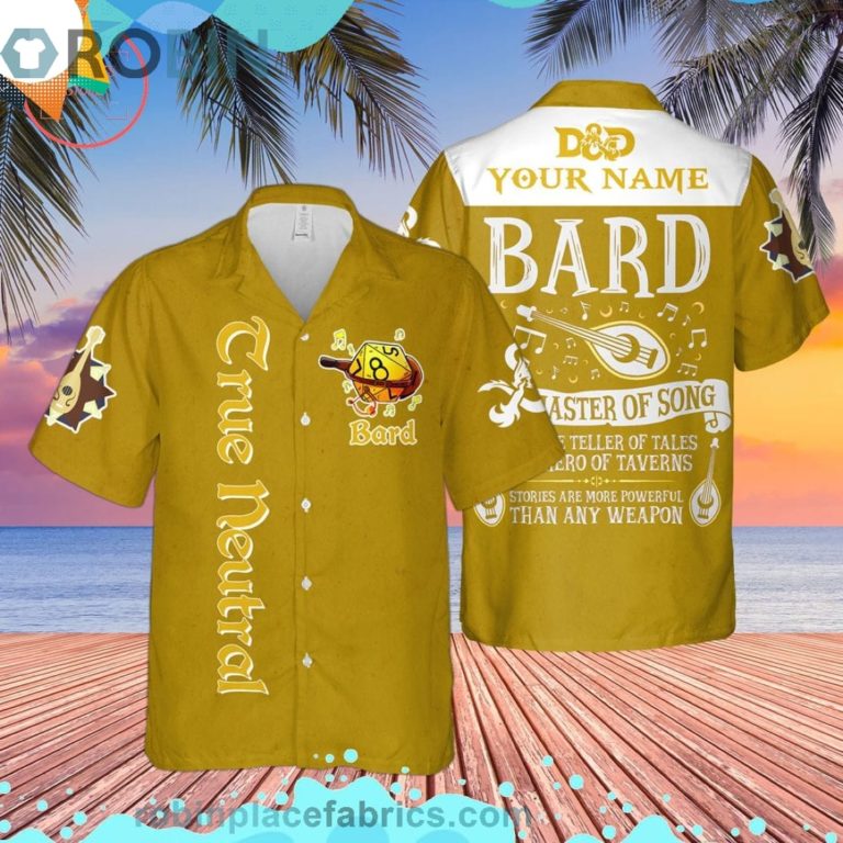 Dnd True Neutral Bard Custom Short Sleeve Button Down Hawaiian Shirt
