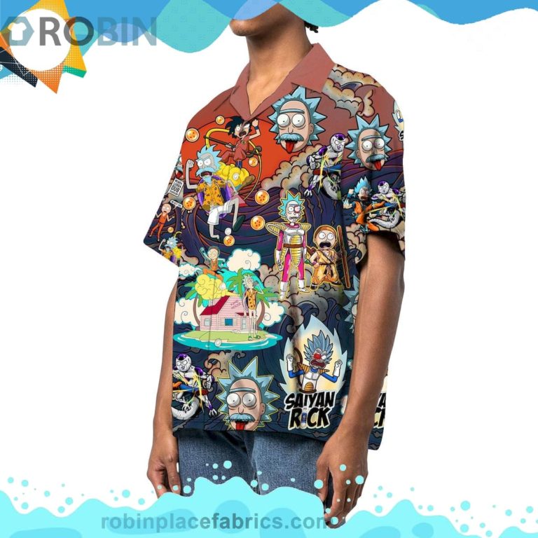 Dragon Ball Z Rick And Morty Short Sleeve Button Down Hawaiian Shirt