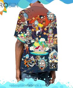 Dragon Ball Z Rick And Morty Short Sleeve Button Down Hawaiian Shirt