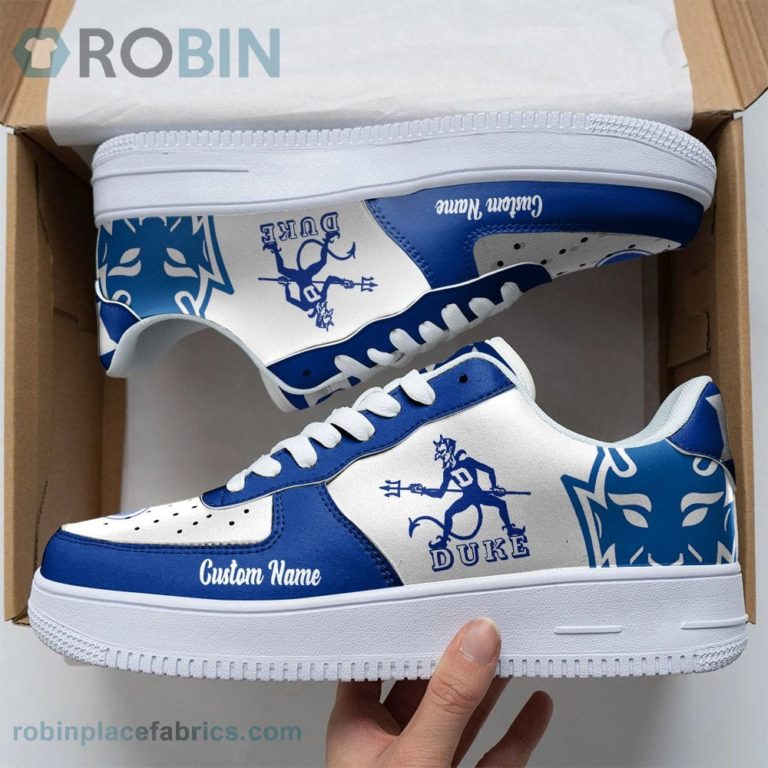 Duke Blue Devils Mascot Logo NCAA Custom Name Air Force 1 AF1 Shoes