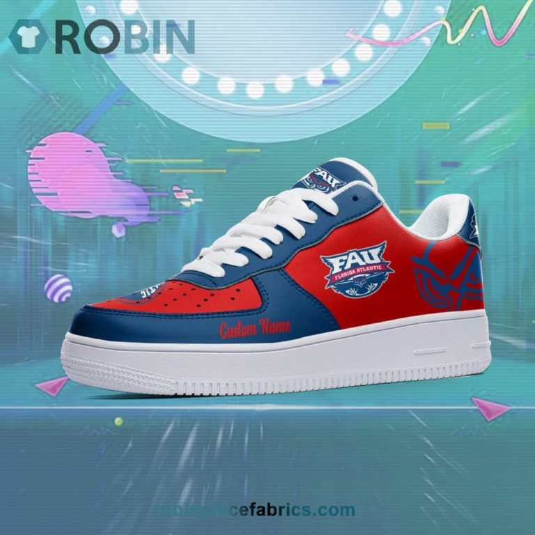 Florida Atlantic Owls Mascot Logo NCAA Custom Name Air Force 1 AF1 Shoes