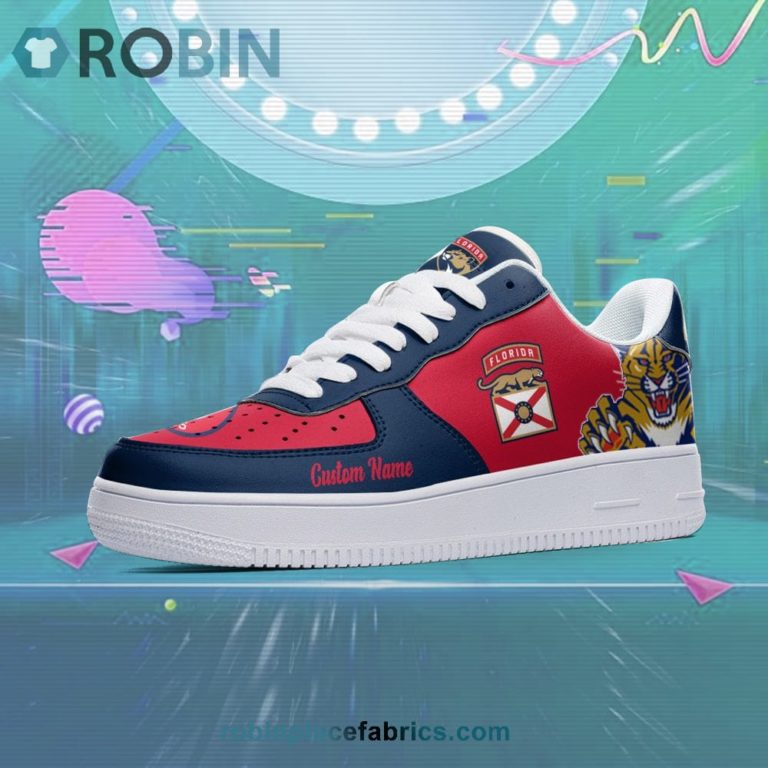 Florida Panthers Mascot Logo NHL Custom Name Air Force 1 AF1 Shoes