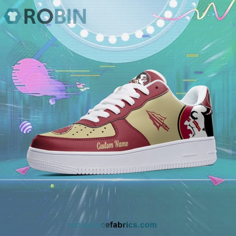Florida State Seminoles Mascot Logo NCAA Custom Name Air Force 1 AF1 Shoes