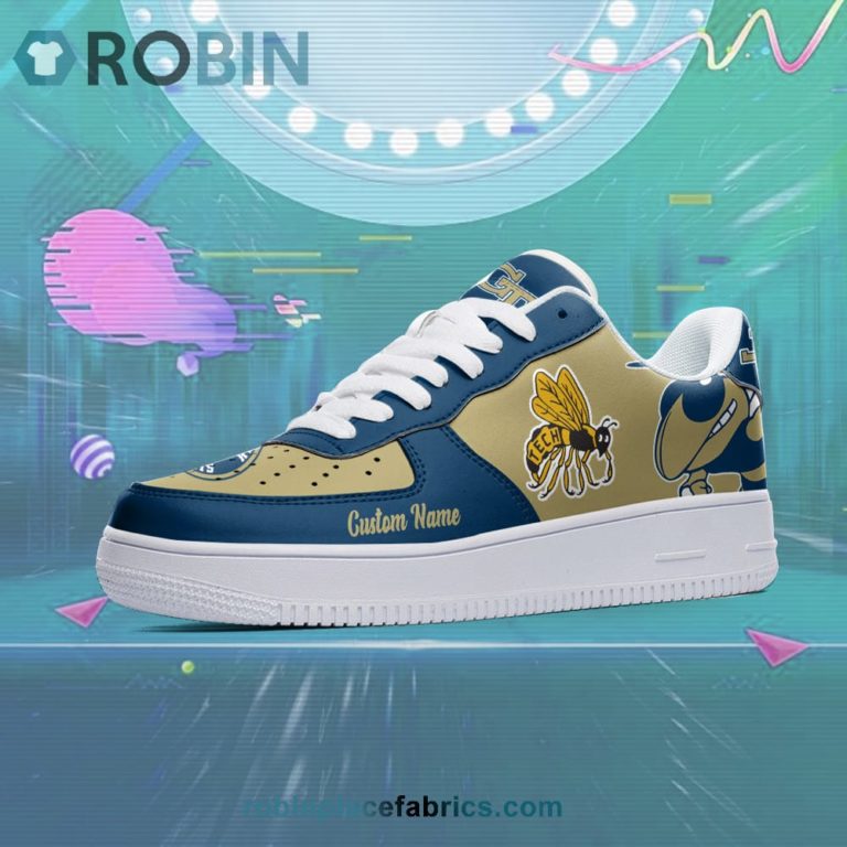 Georgia Tech Yellow Jackets Mascot Logo NCAA Custom Name Air Force 1 AF1 Shoes