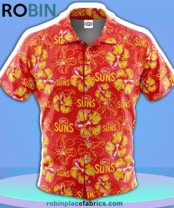 Gold Coast Suns Floral Hawaiian Shirt Gold Coast Suns Floral Hawaiian Shirt