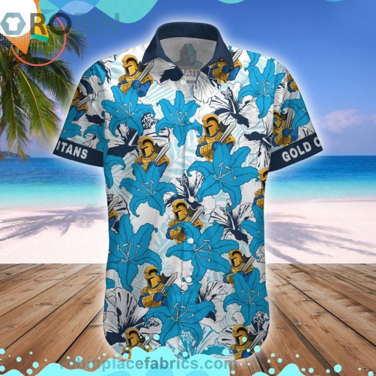 Gold Coast Titans Mascot Short Sleeve Button Down Hawaiian Shirt
