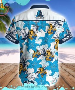 Gold Coast Titans Mascot Short Sleeve Button Down Hawaiian Shirt Gold Coast Titans Mascot Short Sleeve Button Down Hawaiian Shirt