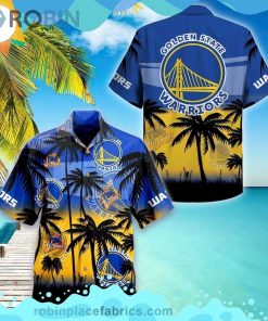 Golden State Warrior Champions Sunset Beach Short Sleeve Button Down Hawaiian Shirt