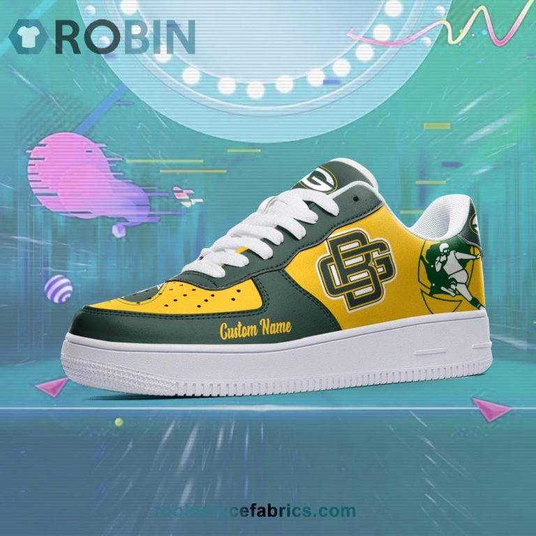 Green Bay Packers Mascot Logo NFL Custom Name Air Force 1 AF1 Shoes
