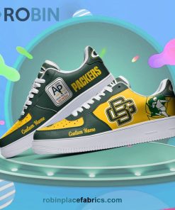 Green Bay Packers Mascot Logo NFL Custom Name Air Force 1 AF1 Shoes